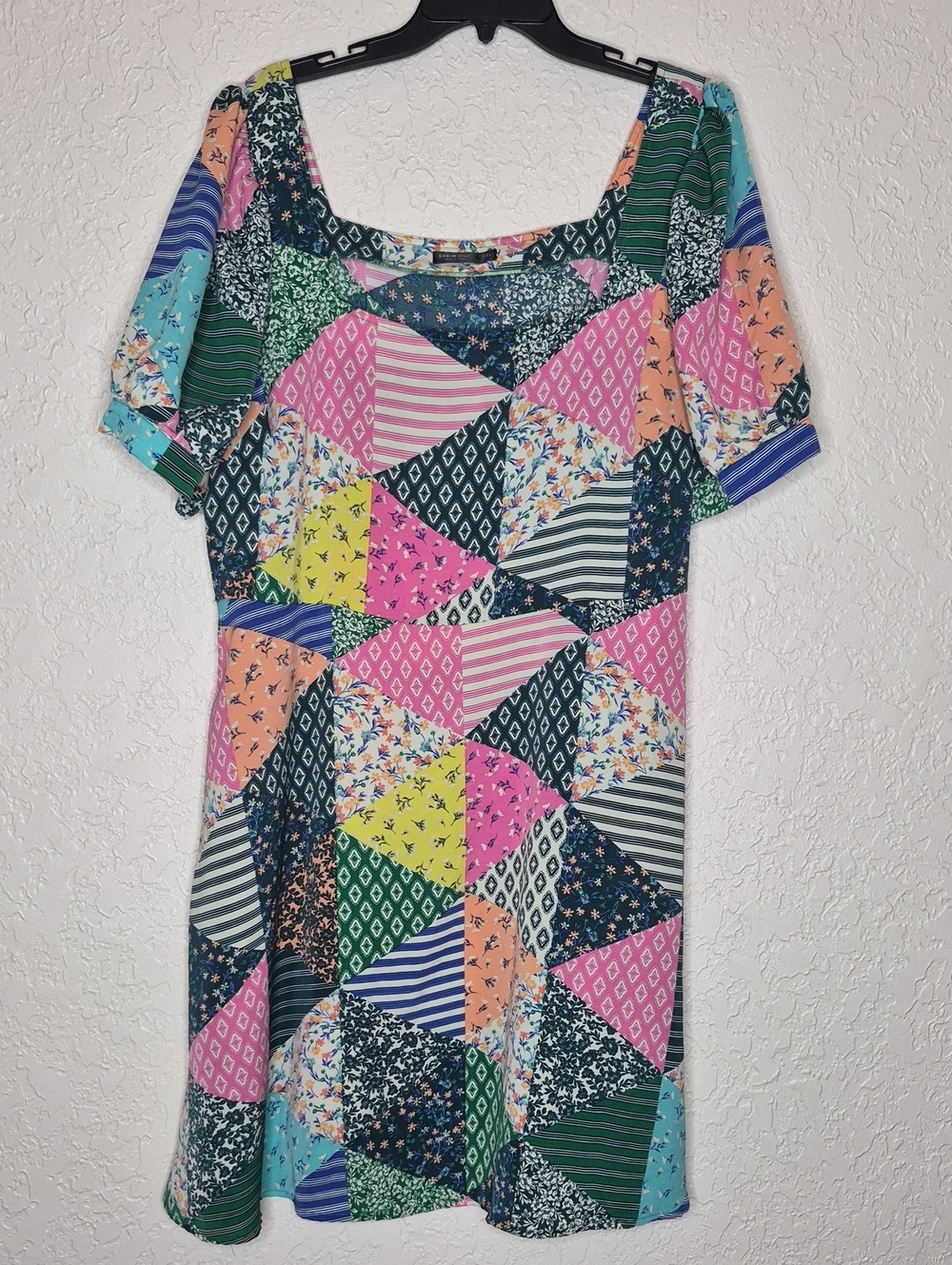 Shein Curve Multicolored Patchwork Print Dress Size 3XL